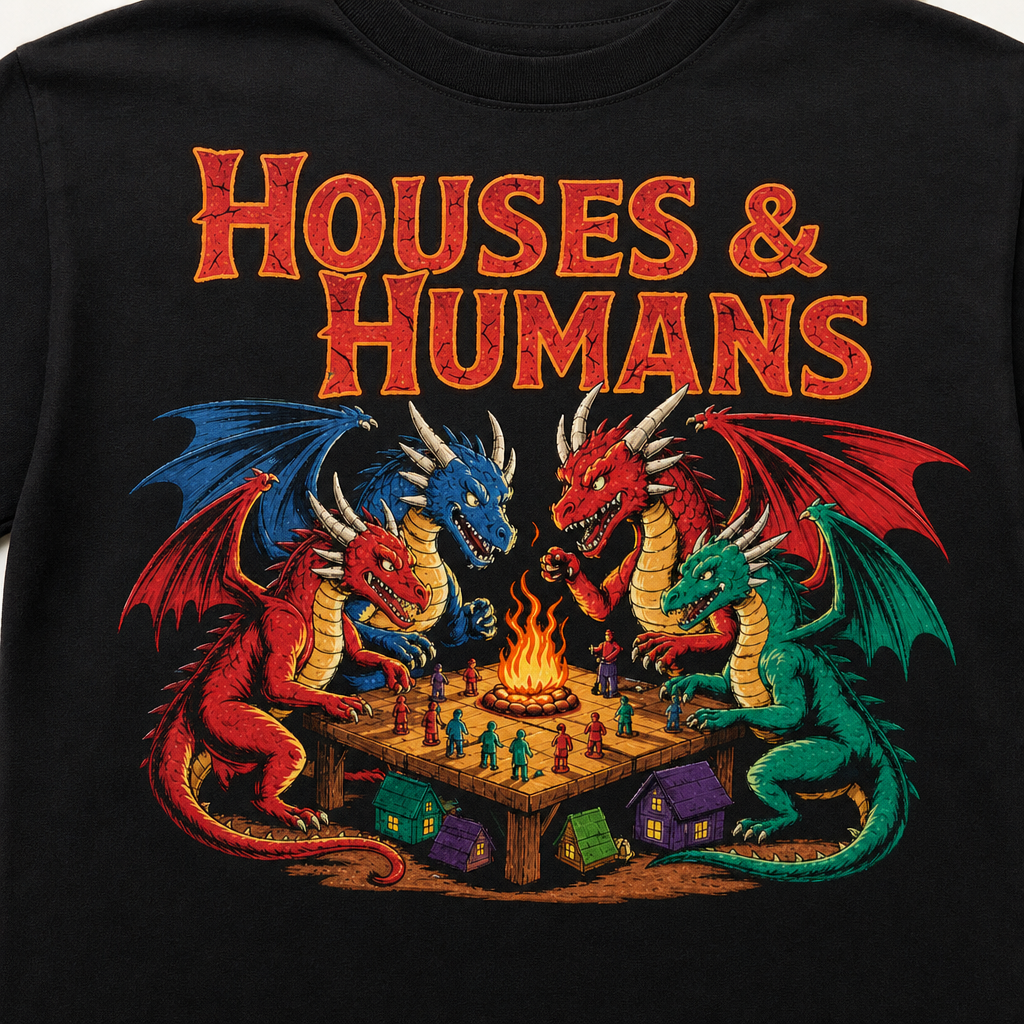 Houses and Humans D&D Gift T-Shirt Dungeons and Dragons