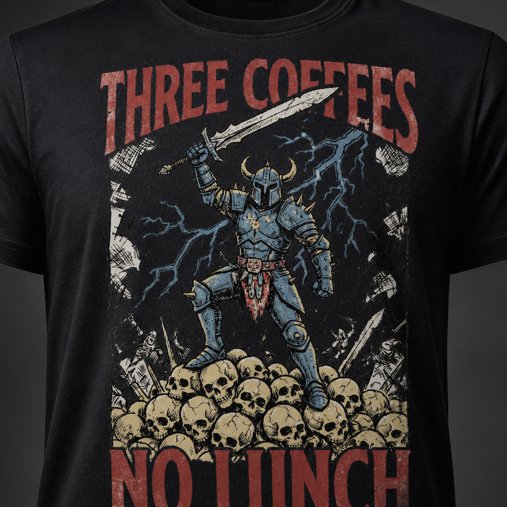 Three Coffees No Lunch T-Shirt