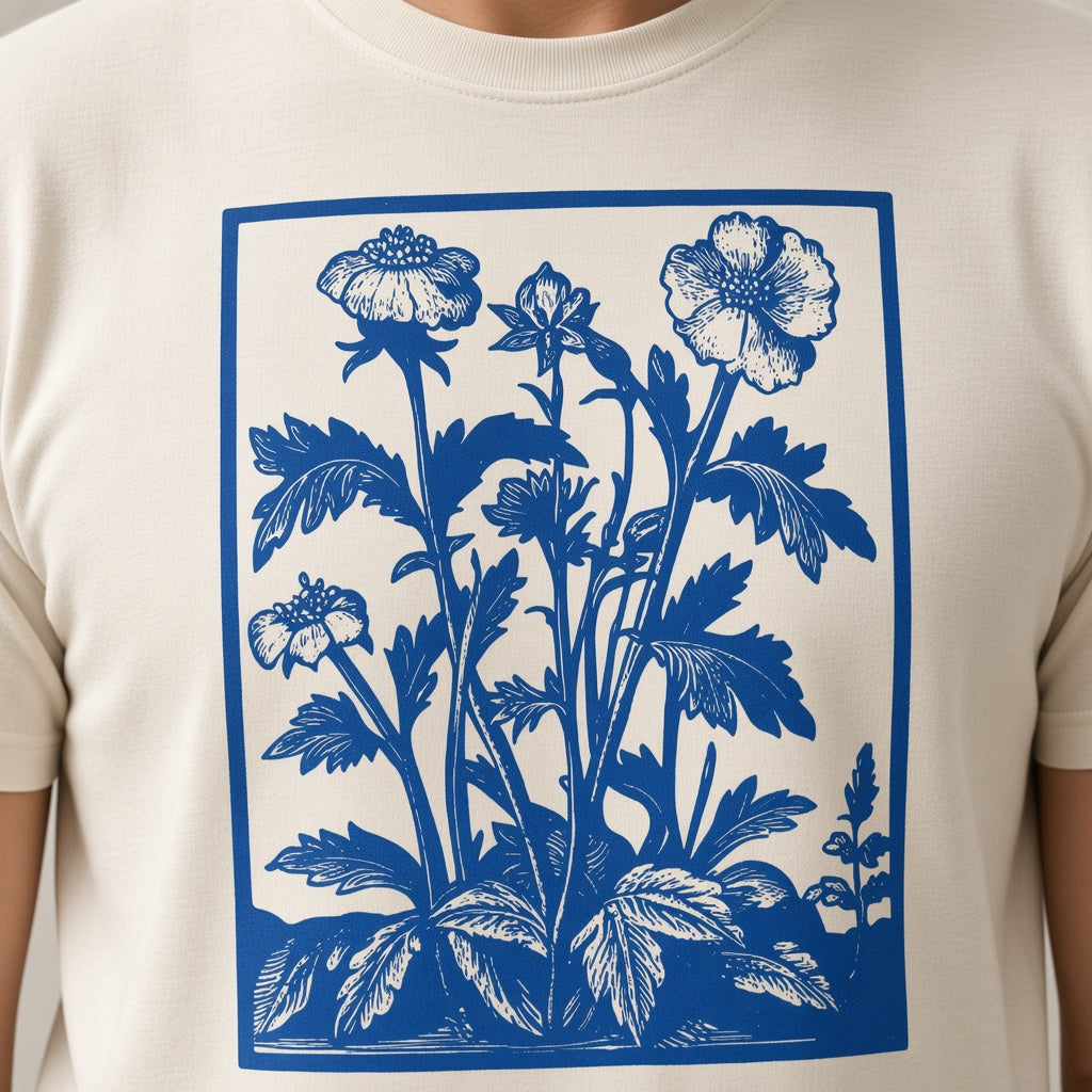 Vintage Blue Wildflower Graphic T-Shirt
