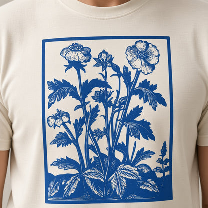 Vintage Blue Wildflower Graphic T-Shirt