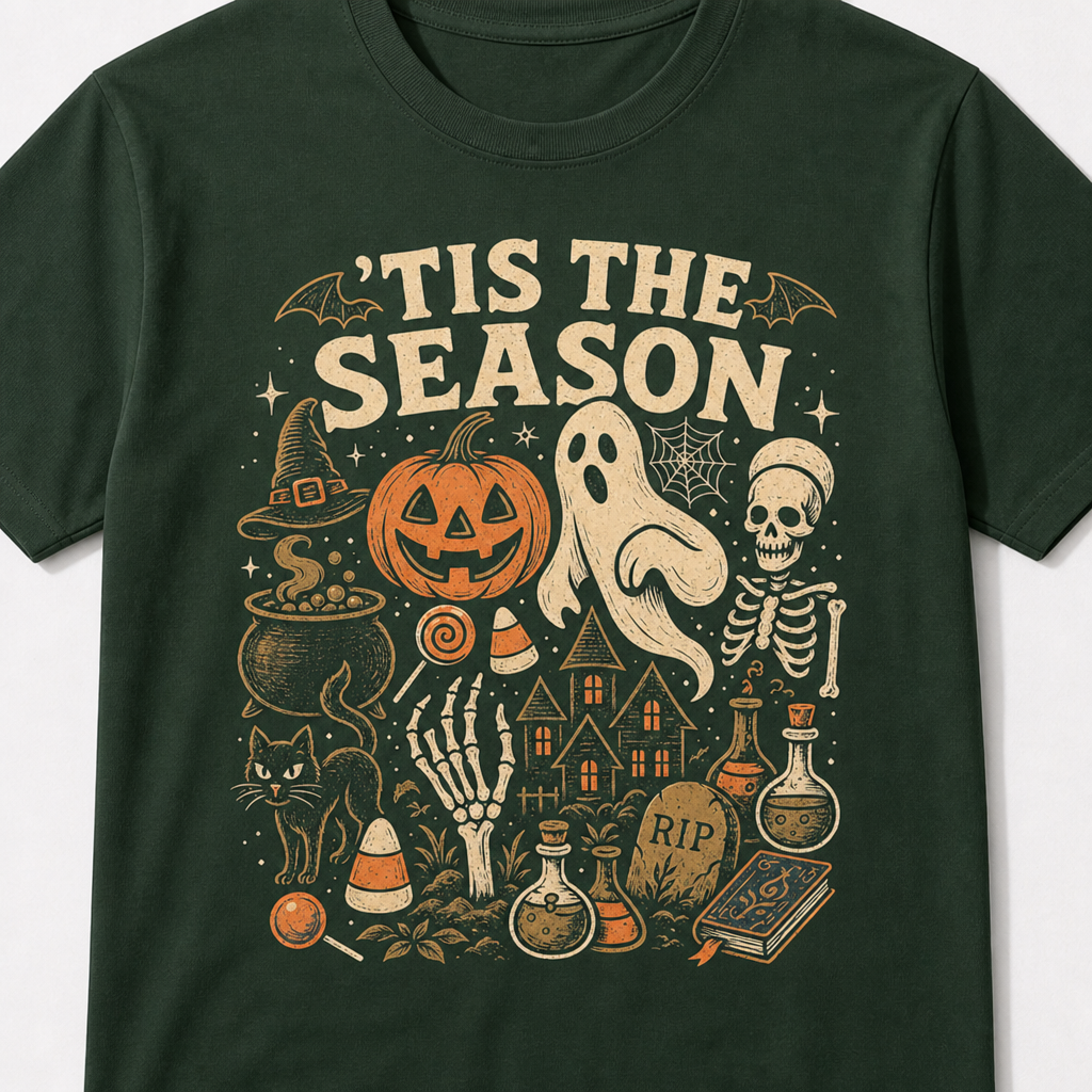 Tis the Season Halloween Vintage Spooky Collage T-Shirt