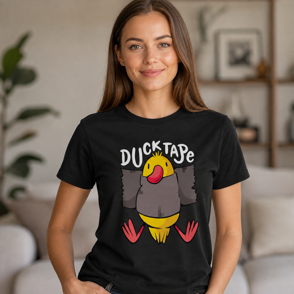 T-Shirt with a Funny Duck Tape Print