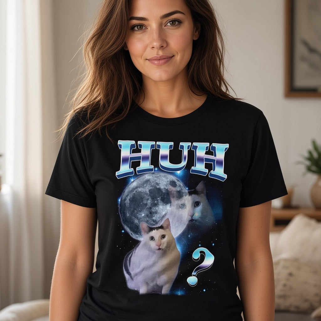 Funny Kitten HUH Meme T-Shirt Gift for Women and Men