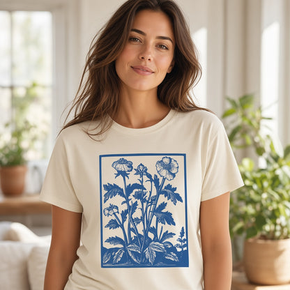Vintage Blue Wildflower Graphic T-Shirt
