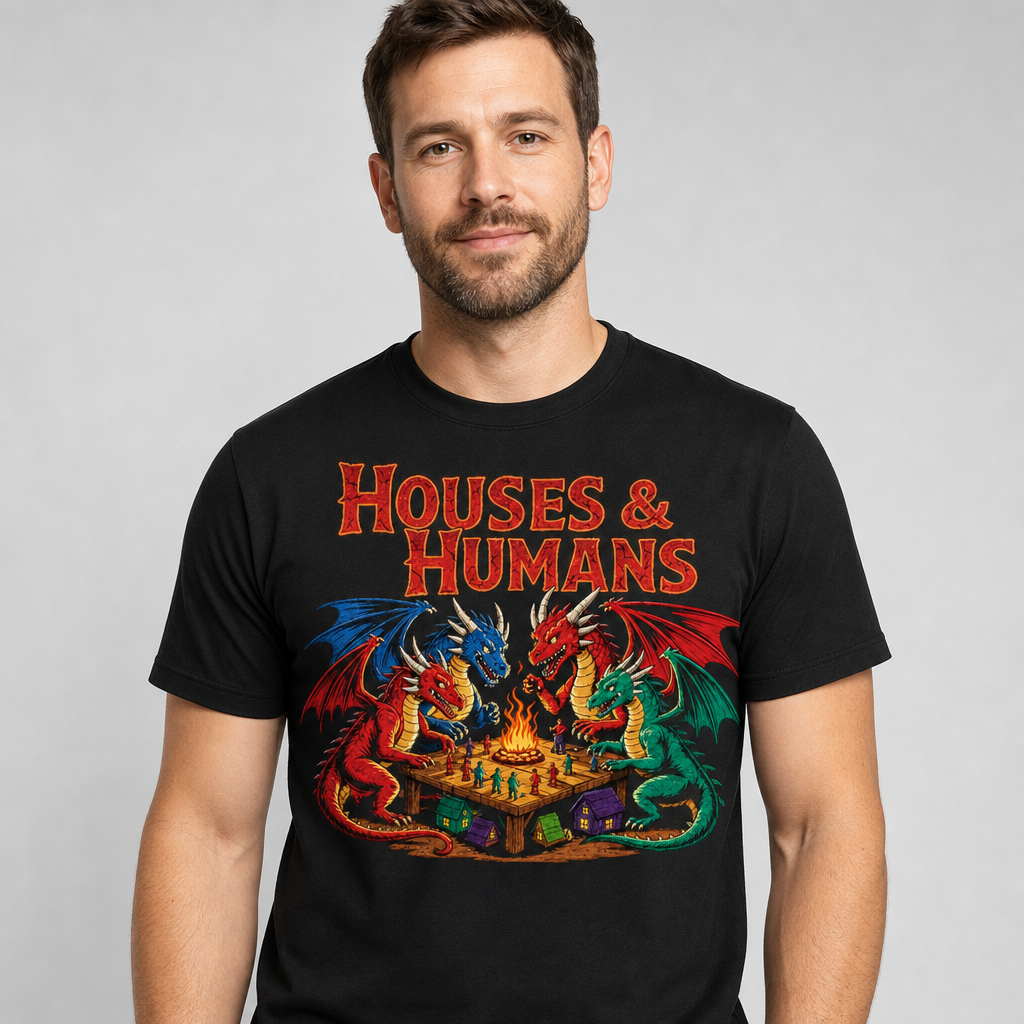 Houses and Humans D&D Gift T-Shirt Dungeons and Dragons