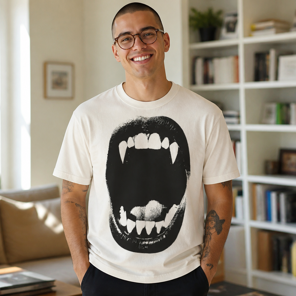 Vampire Fangs Scream Mouth Funny Halloween T-Shirt