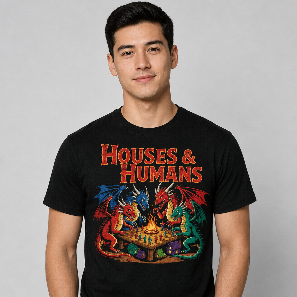 Houses and Humans D&D Gift T-Shirt Dungeons and Dragons