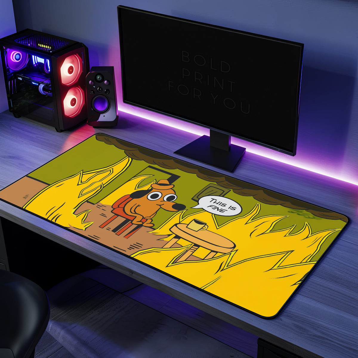 Desk Mat This is fine 2, gaming mouse mat, mousepad large, XXL deskpad mouse pad
