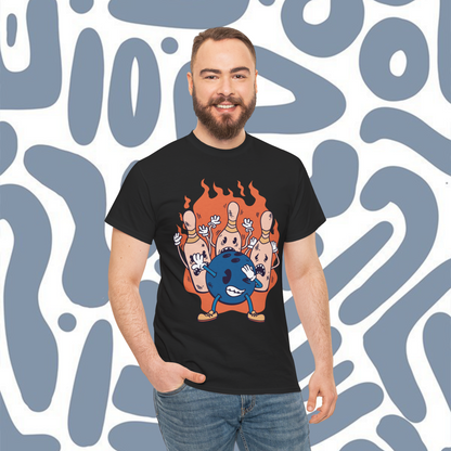 Bowling ball and pins dabbing T-shirt, funny graphic tshirts, unisex tshirt, printed T-shirt
