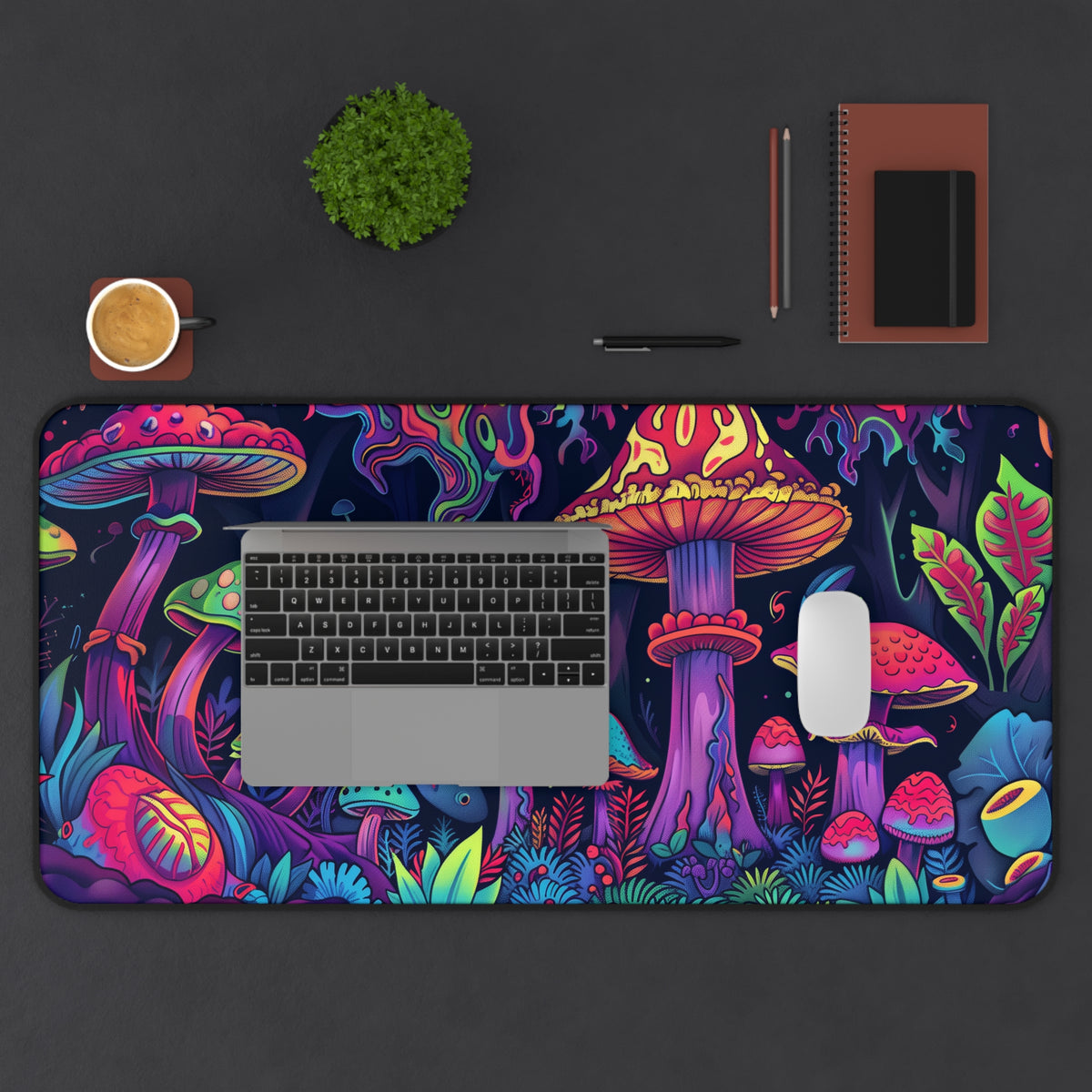 Colored mushrooms Desk Mat, gaming mouse mat, XXL deskpad mouse pad