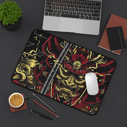 Samurai Desk Mat, deskmat xl, Gaming keyboard matt, mousepad large, XXL extended deskpad mouse pad, large gaming mousepad - Bolt Print