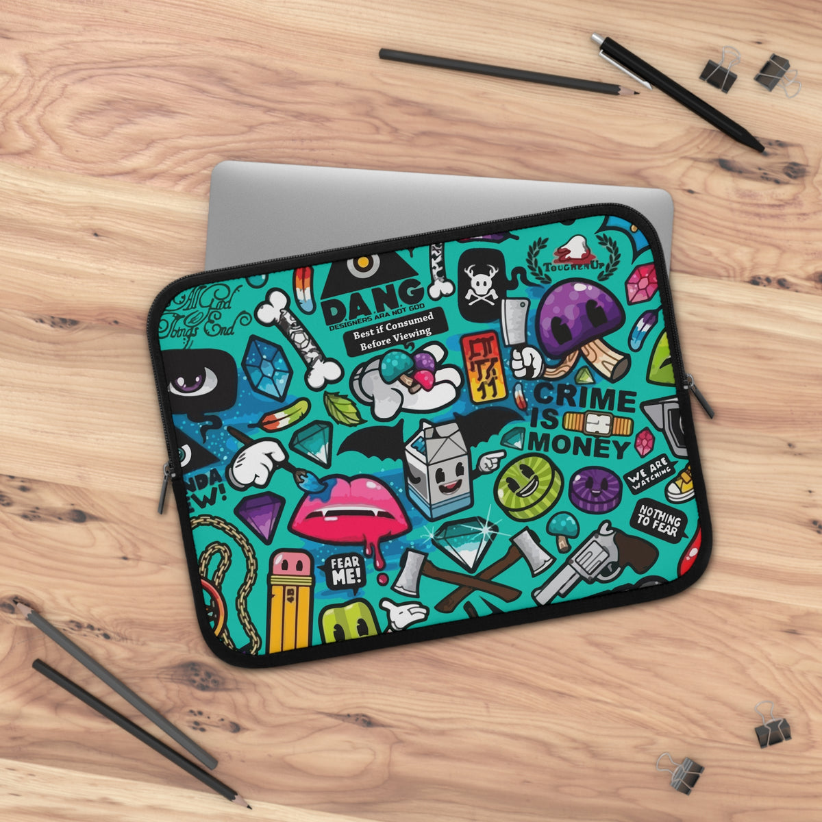 crime is money Laptop sleeve  macbook or any laptop 13, 15, 17 inch, Laptop bag