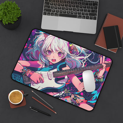 Anime girl with guitar Desk Mat, Gaming keyboard mat, XXL mousepad