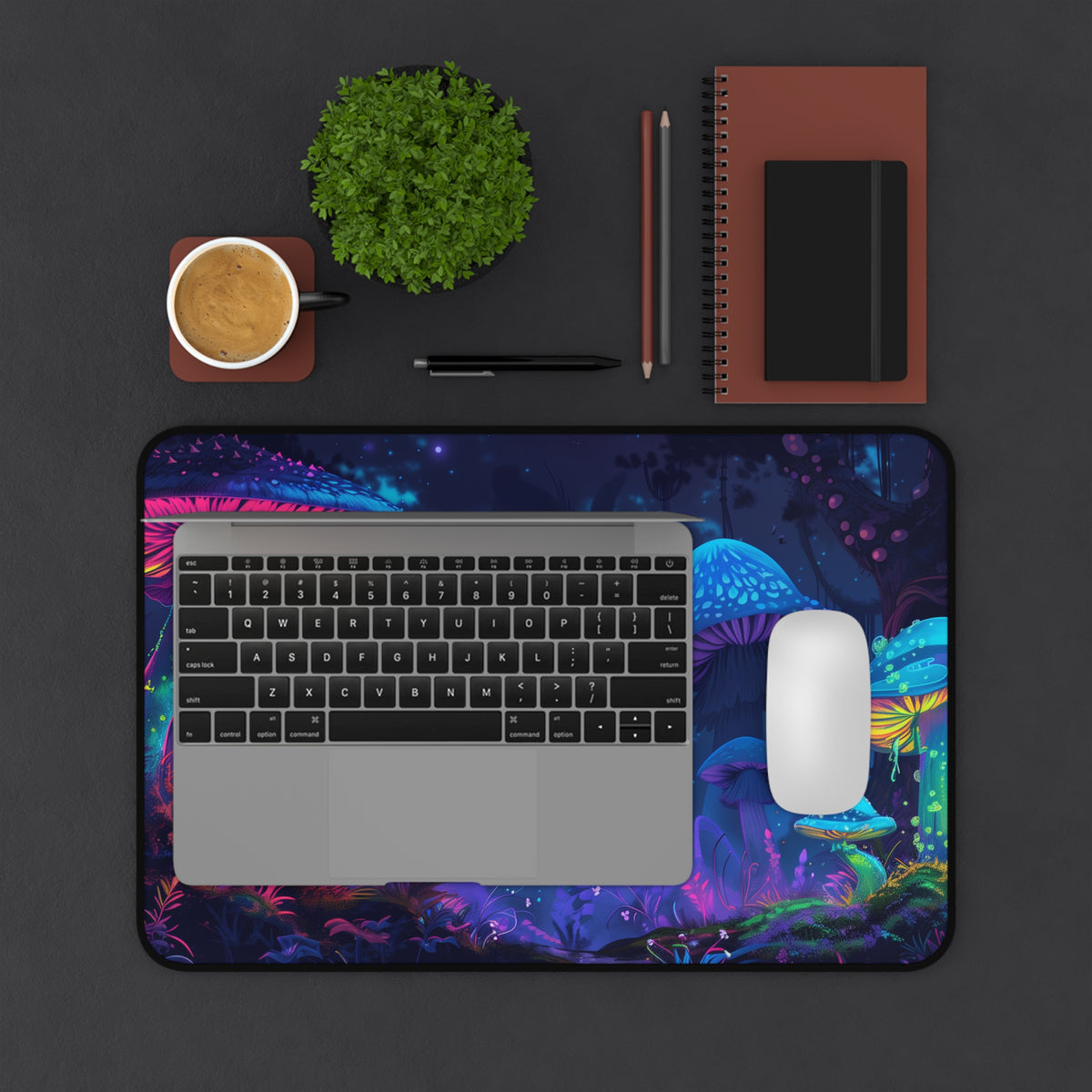 neon mushrooms Desk Mat, gaming mouse mat, XXL deskpad mouse pad