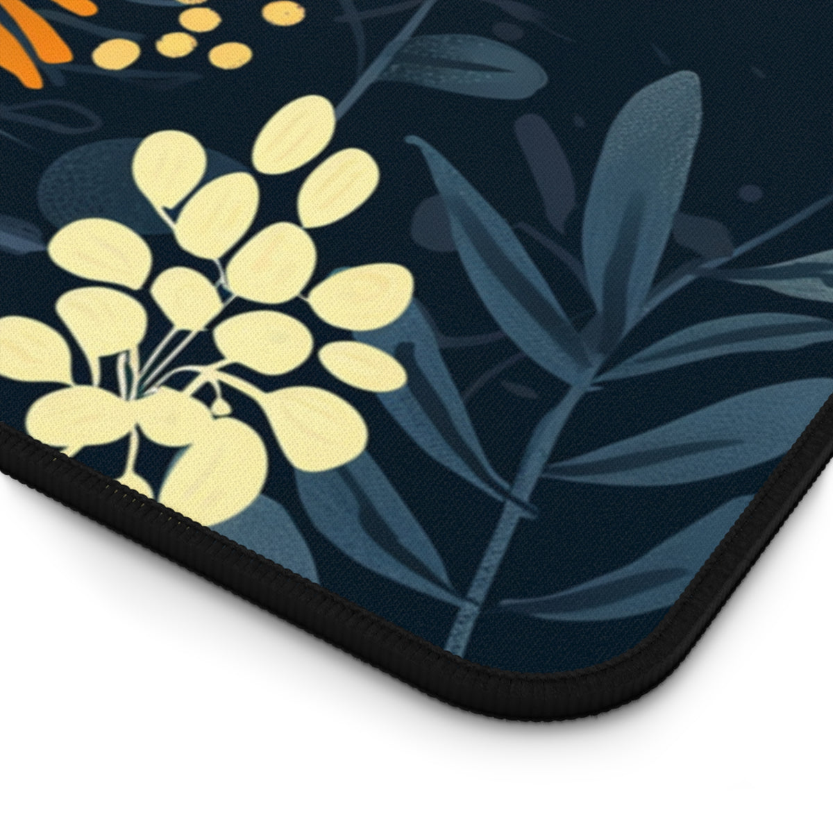 Dark leaves and yellow flowers  Desk Mat, Gaming keyboard mat, XXL mousepad