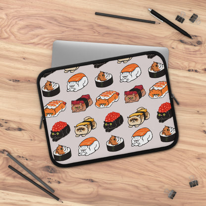 Anime Sushi cats Laptop sleeve macbook or any laptop 13, 15, 17 inch with print, Laptop carrying case