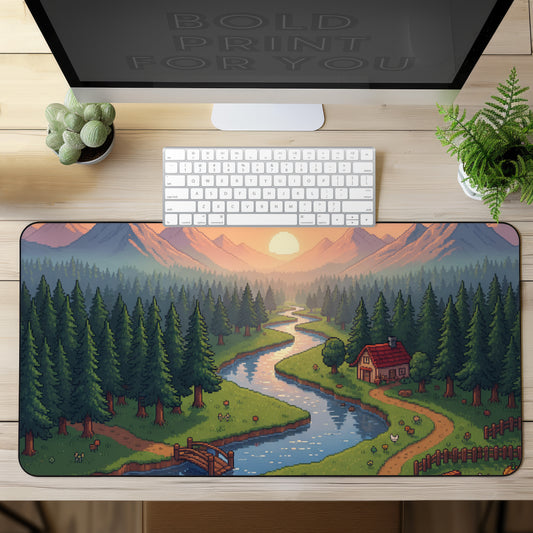 Pixel landscape (art 2) Gaming Desk Mat